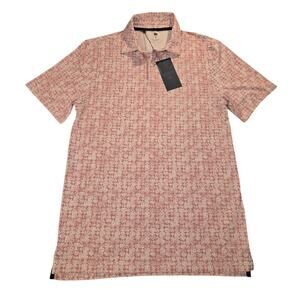 VRST Men’s Small Stamped Geo Mesh Performance Golf Polo Pink NWT